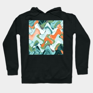 Abstract Mid Century Pattern Distorted in Marbled Paper Hoodie